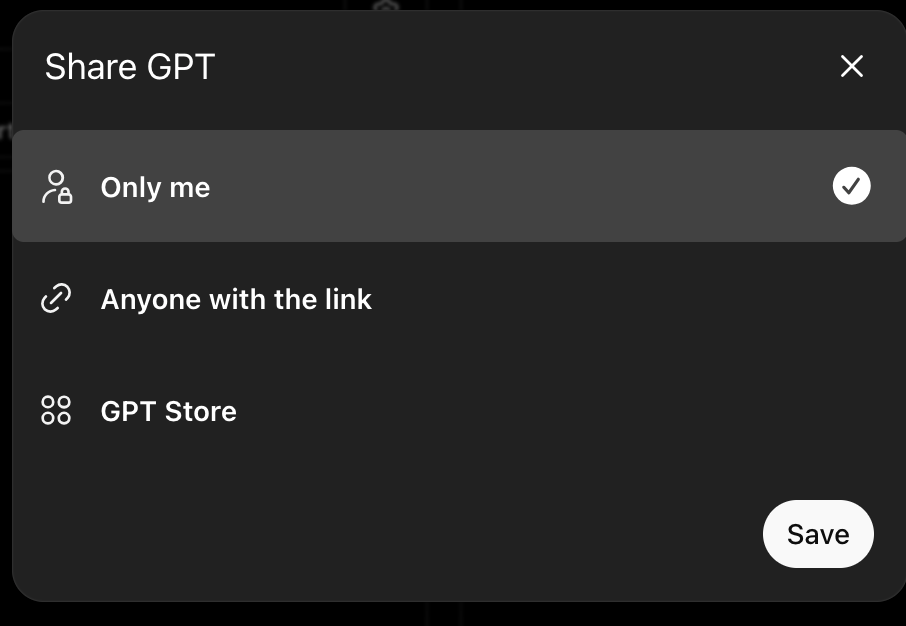 Share GPT dialog: Only me selected